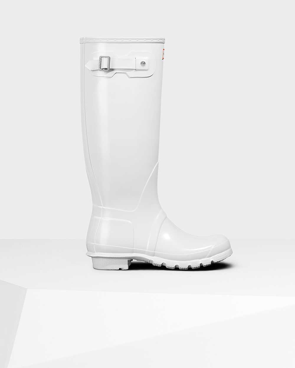 Hunter Original Tall Gloss Women's Rain Boots NZ-92477D White